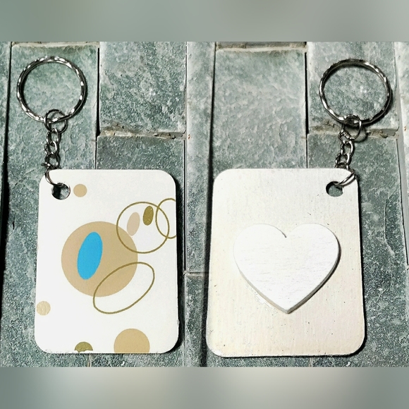 NEW Handmade Keychain Bag Tag! Italian Wood ArtDeco6. "I LOVE My Bag" Wood Heart - Picture 6 of 6